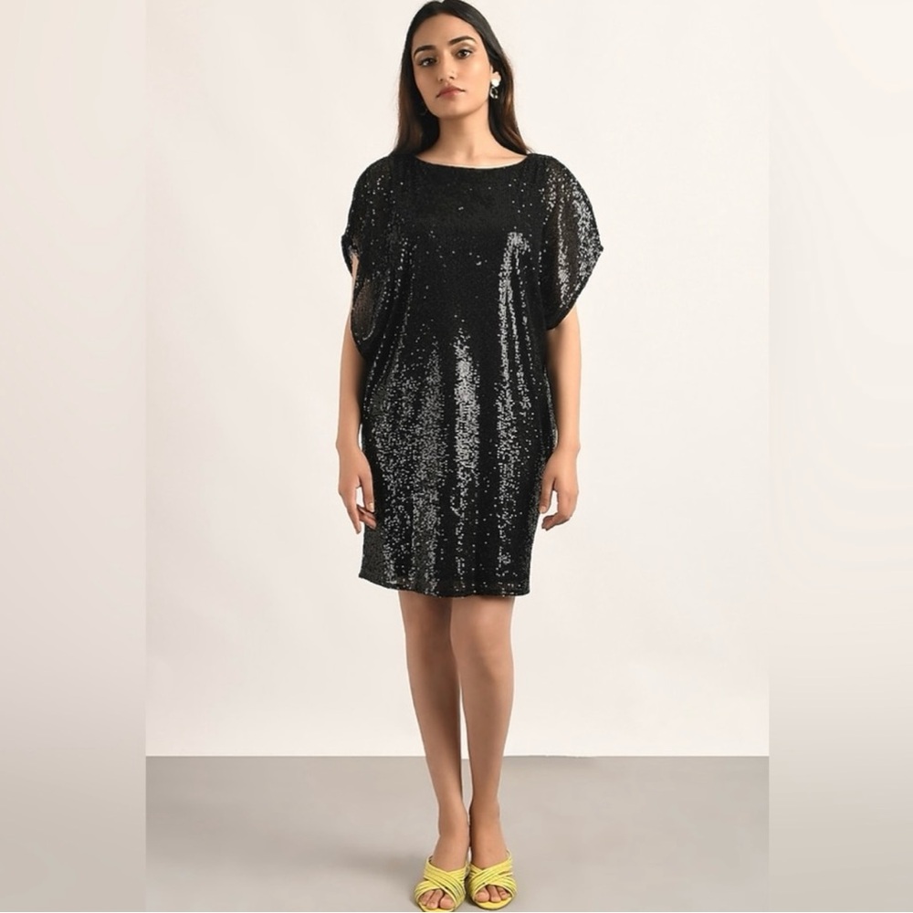 Rag & Bone Sequined Front Black Mini Dress W/Pock… - image 1